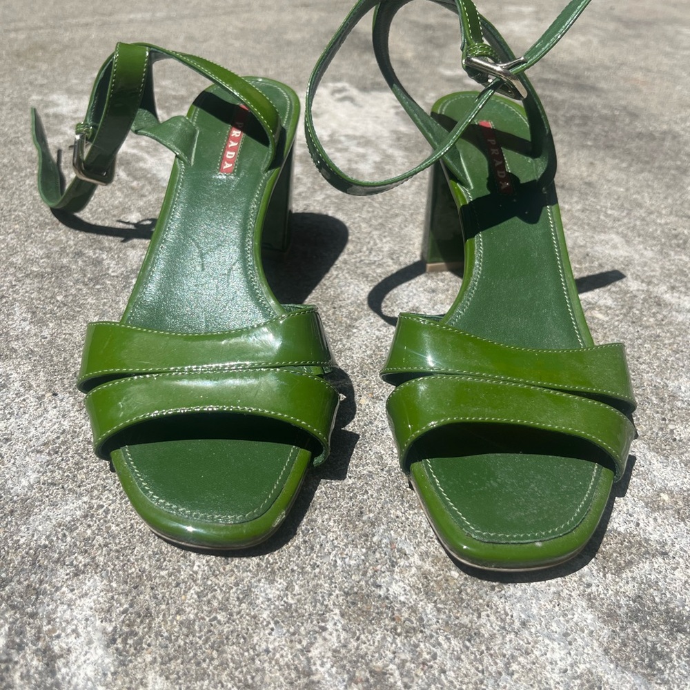 Patent Leather Green Prada Heels - Picture 5 of 7